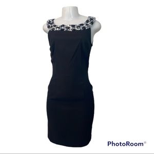 Dressbarn Collection Black Jeweled Neckline Little Black Cocktail Dress Size 4